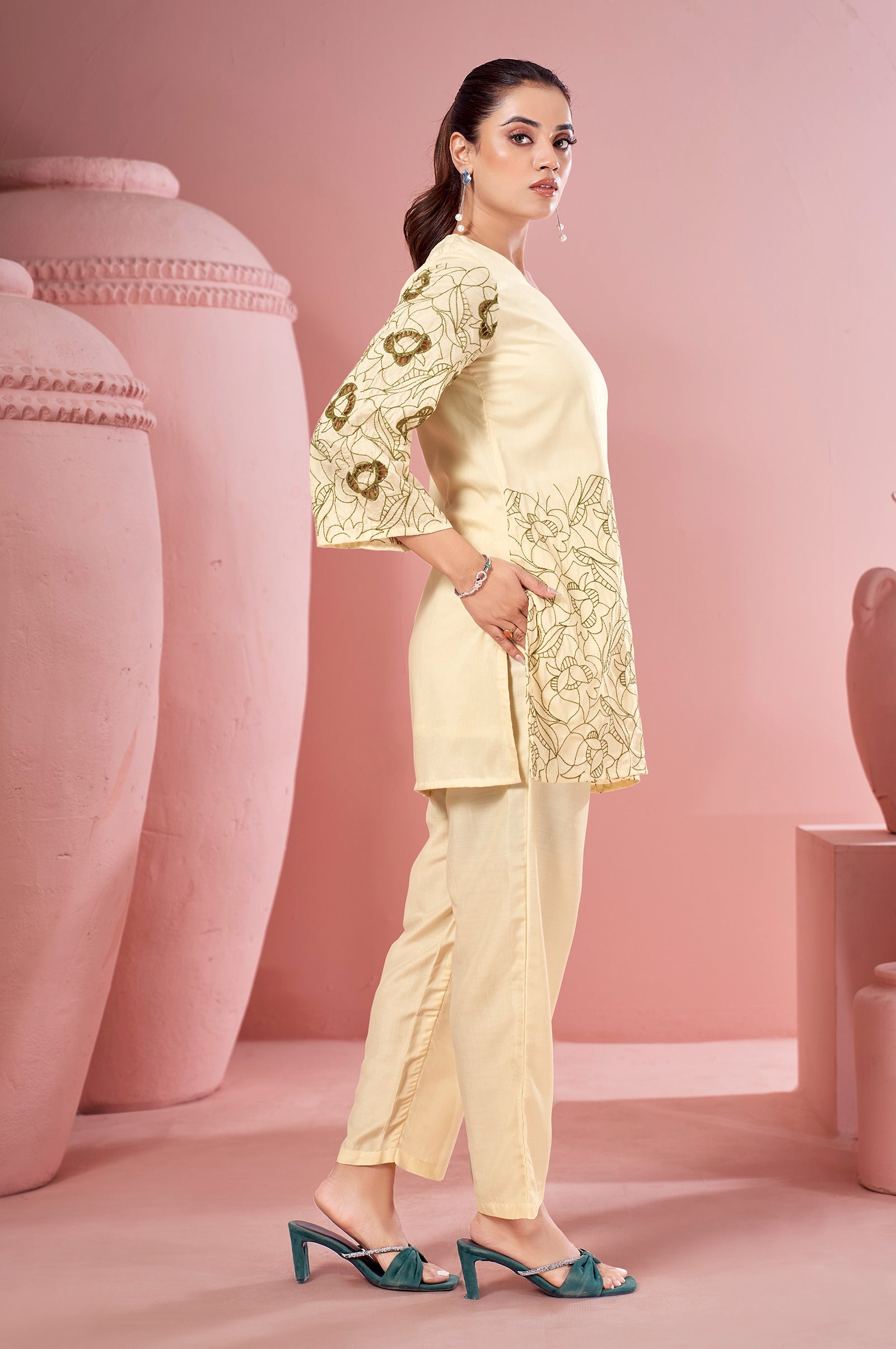 Ivory Grace Embroidered Cotton Co-Ord Set