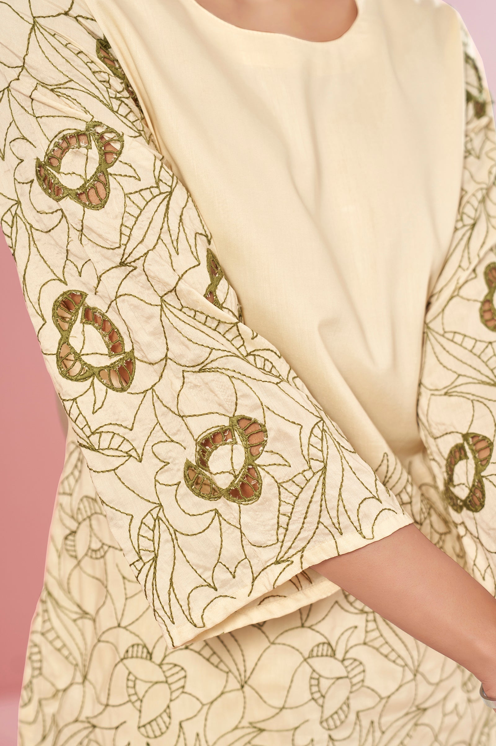 Ivory Grace Embroidered Cotton Co-Ord Set