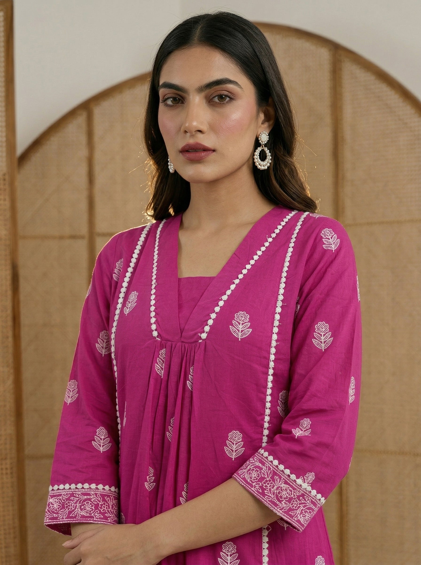 Blush Bloom Embroidered Cotton Co-Ord Set