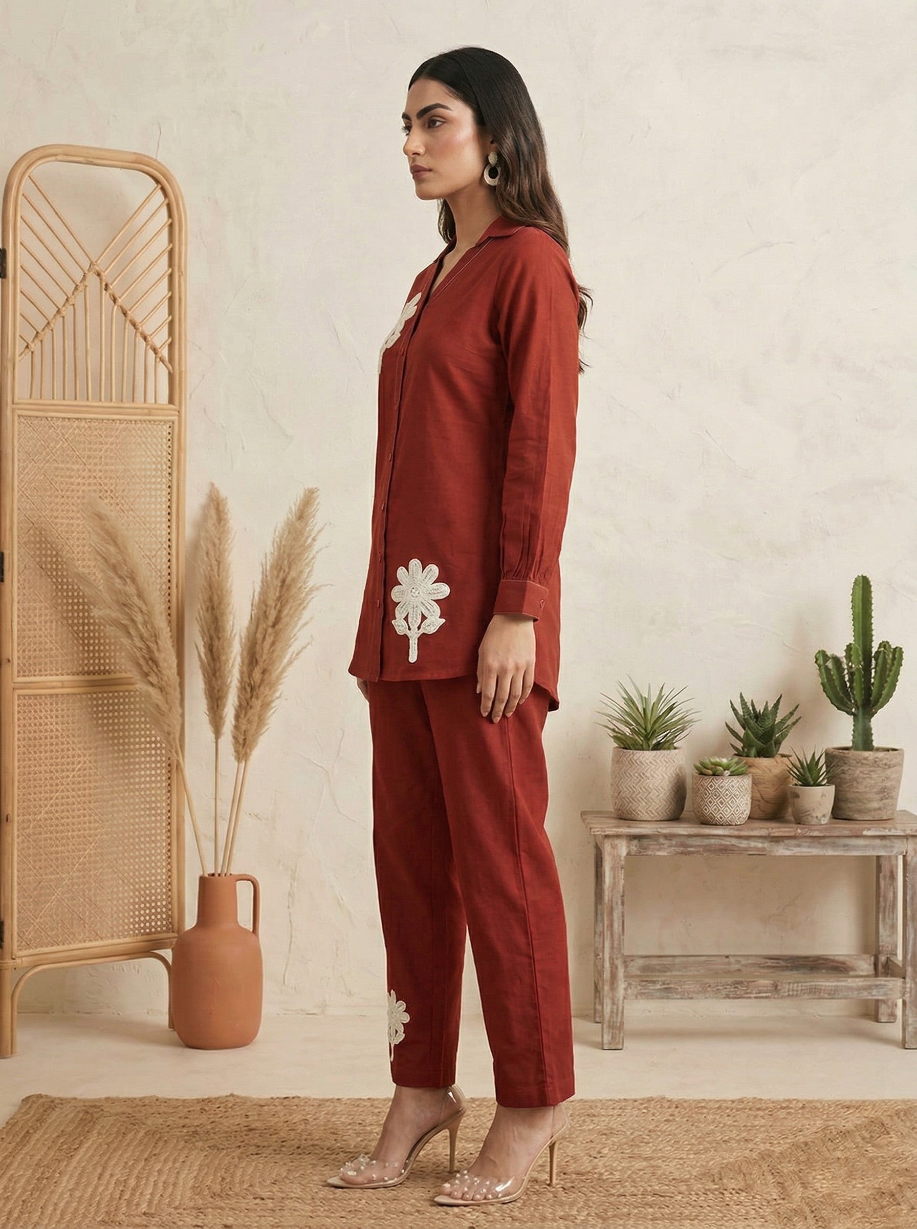 Sunlit Grace Embroidered Cotton Co-Ord Set