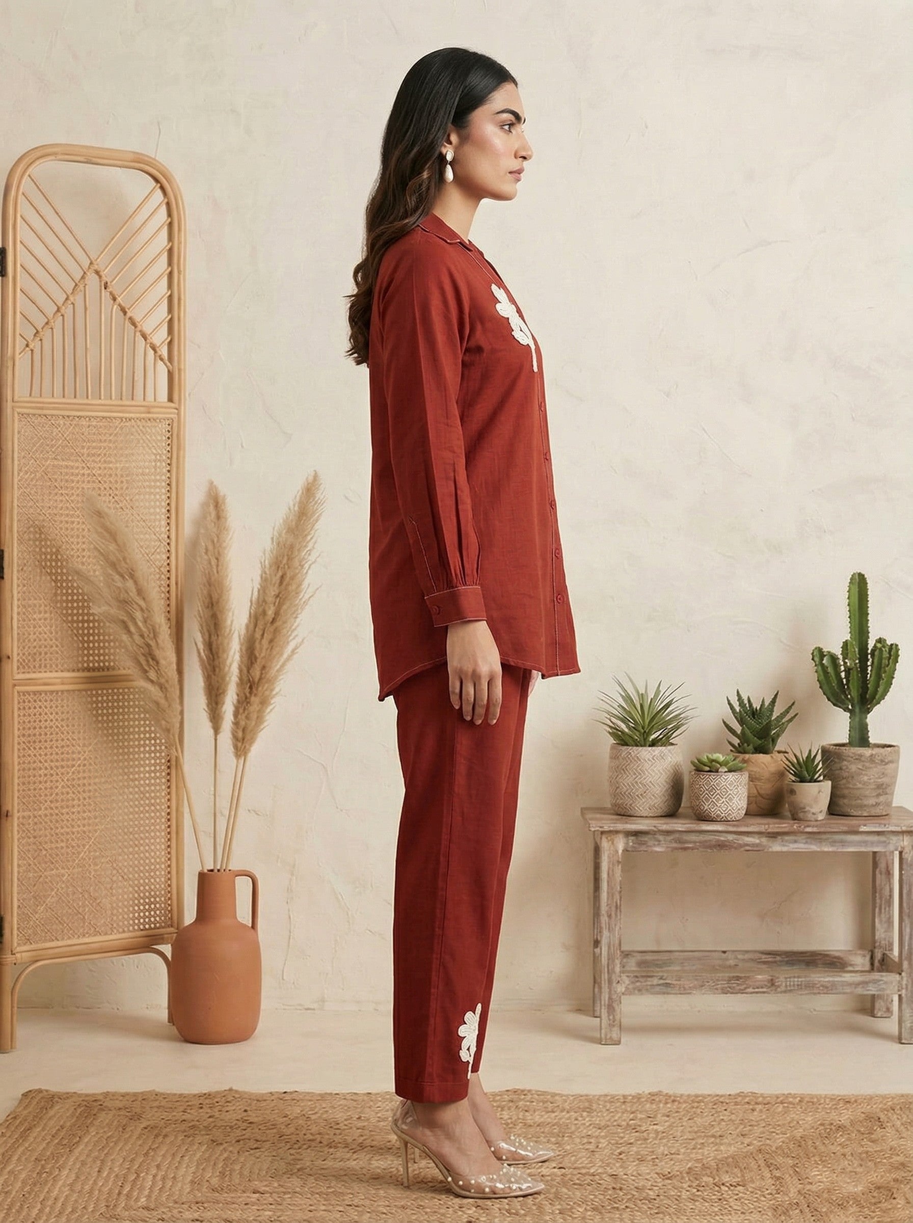 Sunlit Grace Embroidered Cotton Co-Ord Set