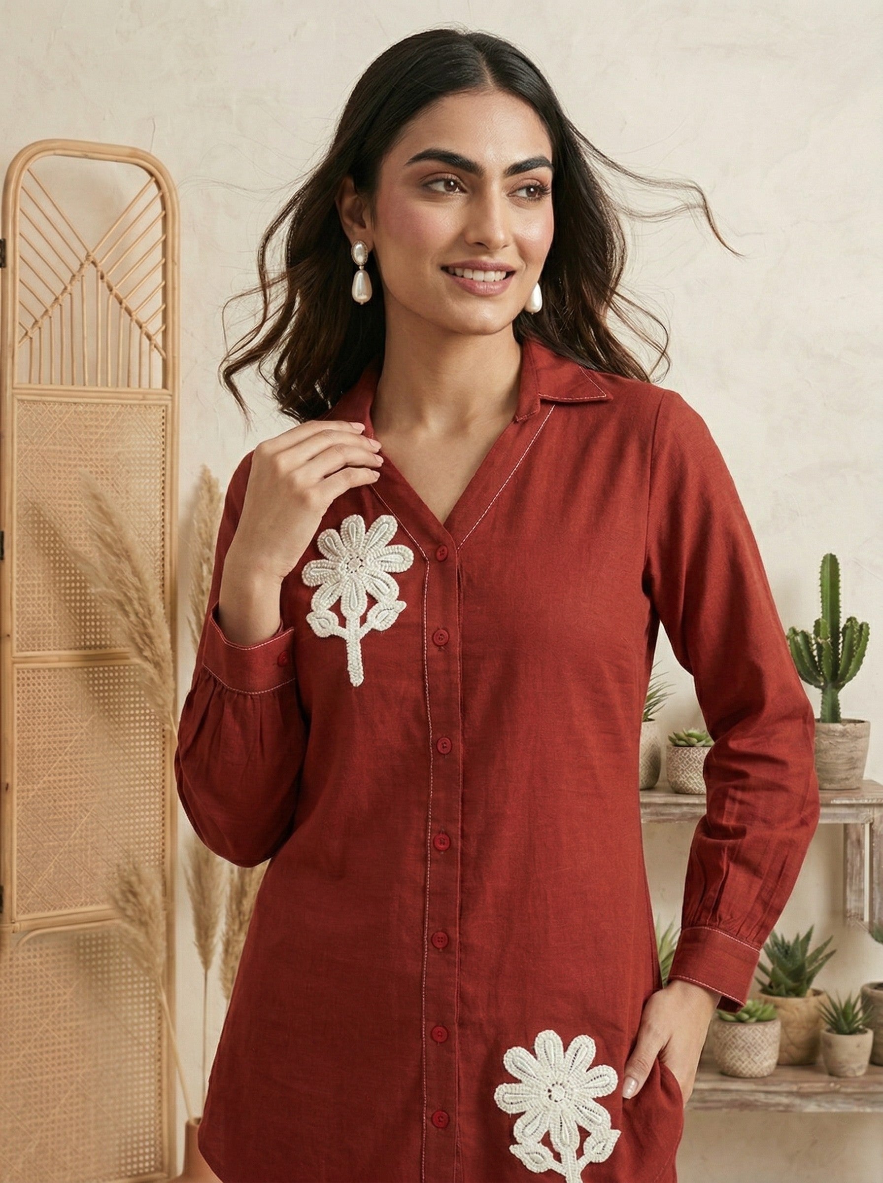 Sunlit Grace Embroidered Cotton Co-Ord Set