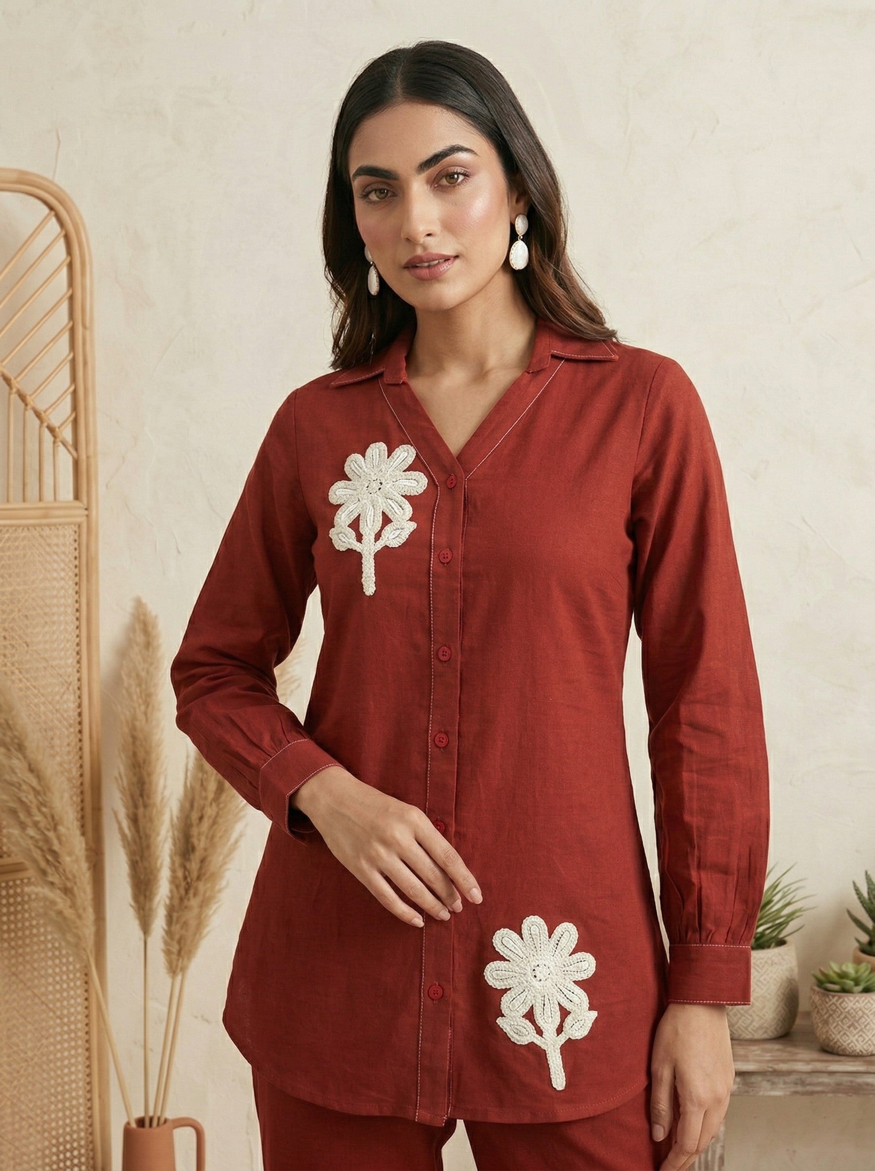 Sunlit Grace Embroidered Cotton Co-Ord Set