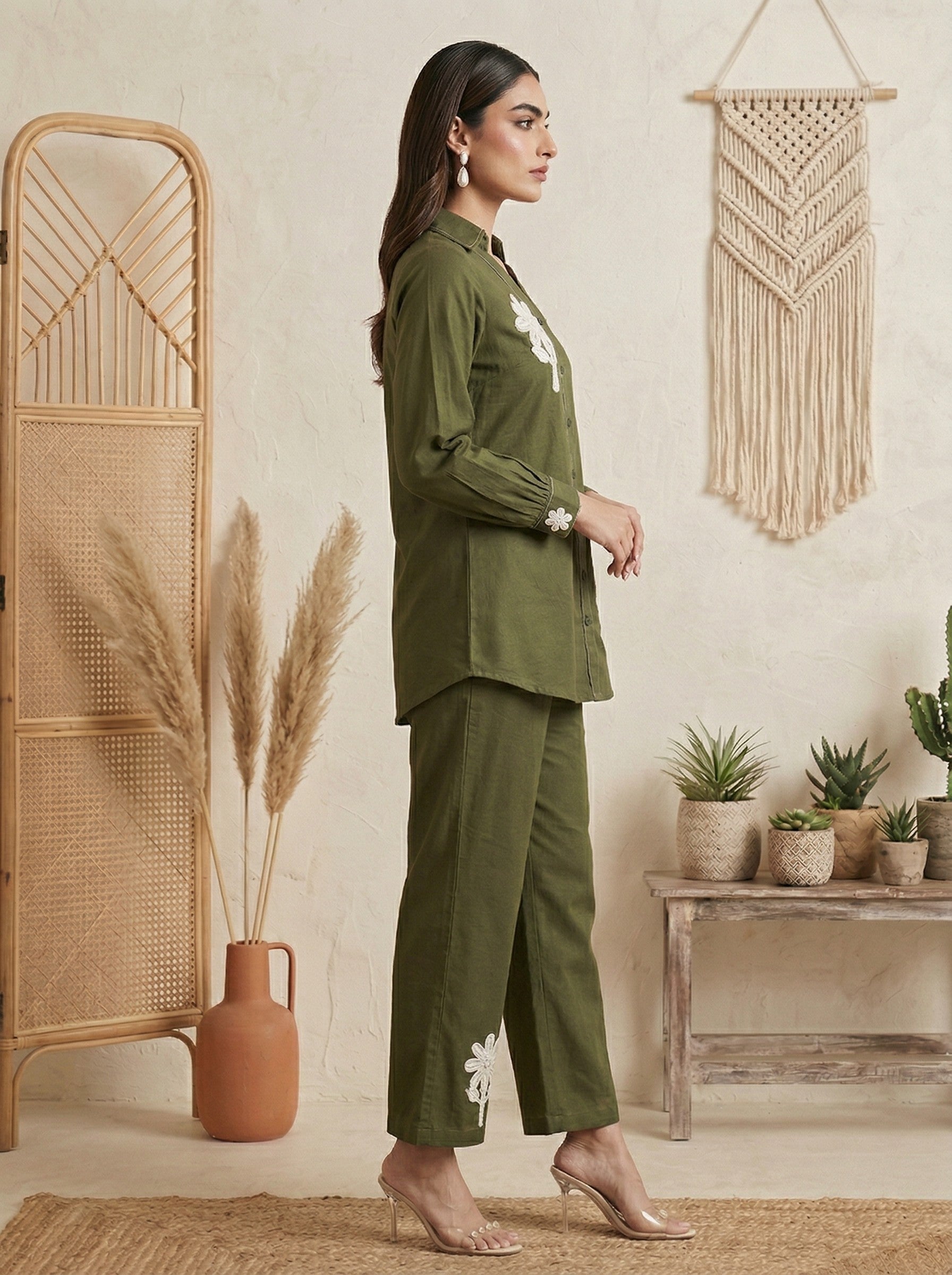 Emerald Grace Embroidered Cotton Kurta