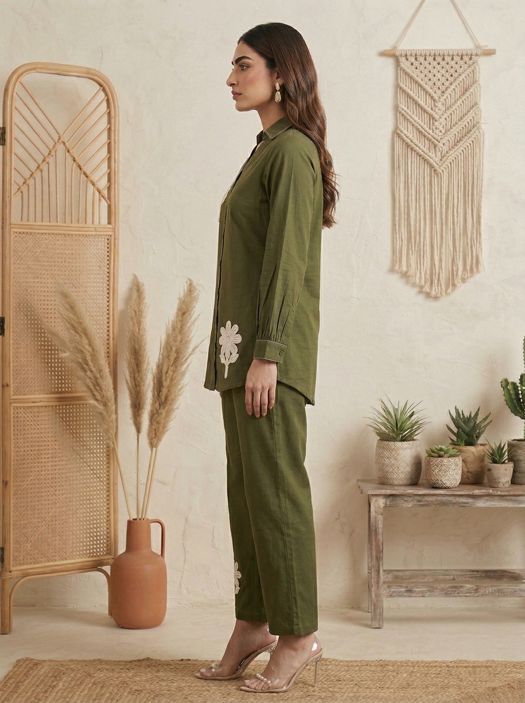 Emerald Grace Embroidered Cotton Kurta