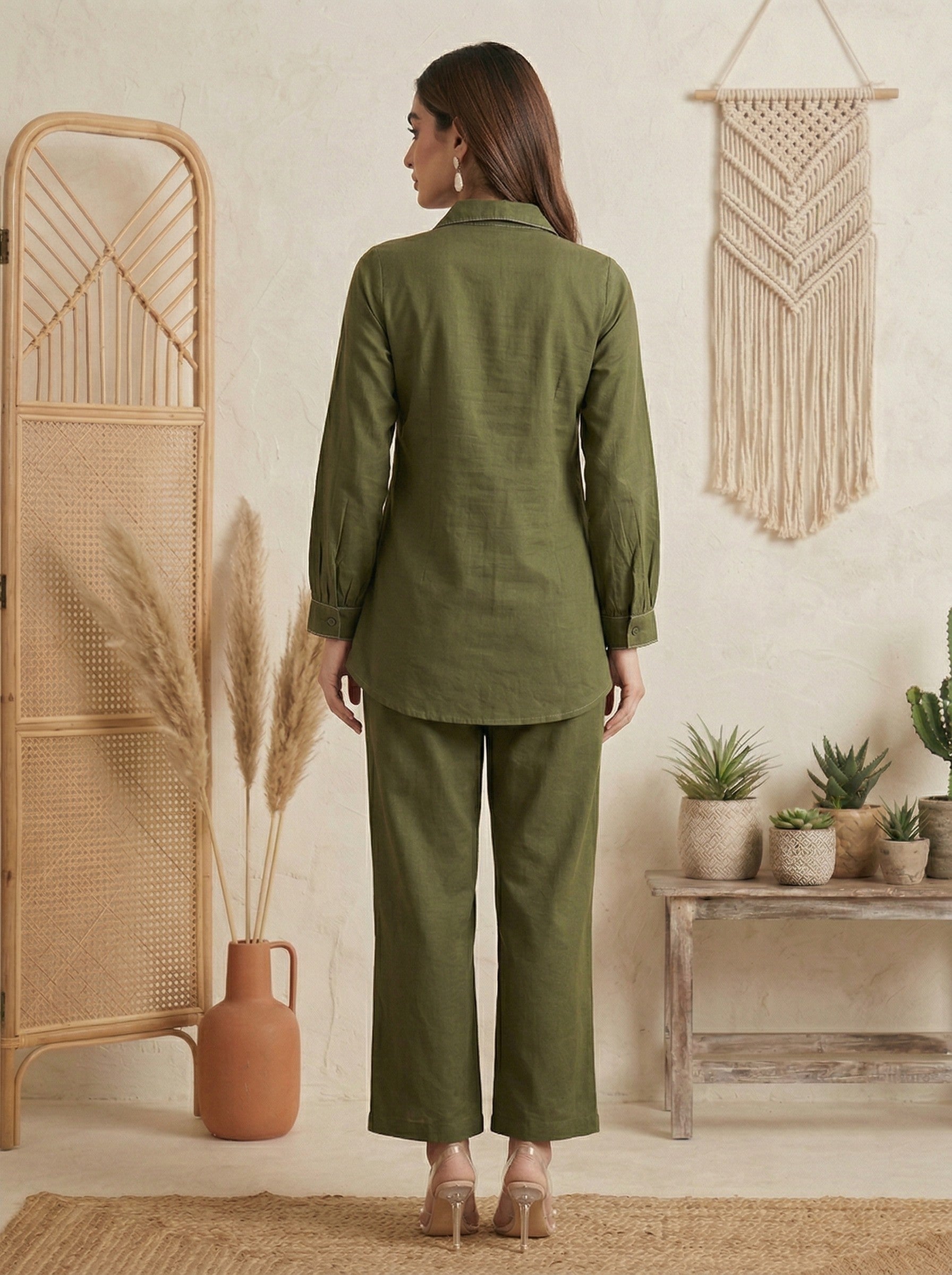 Emerald Grace Embroidered Cotton Kurta