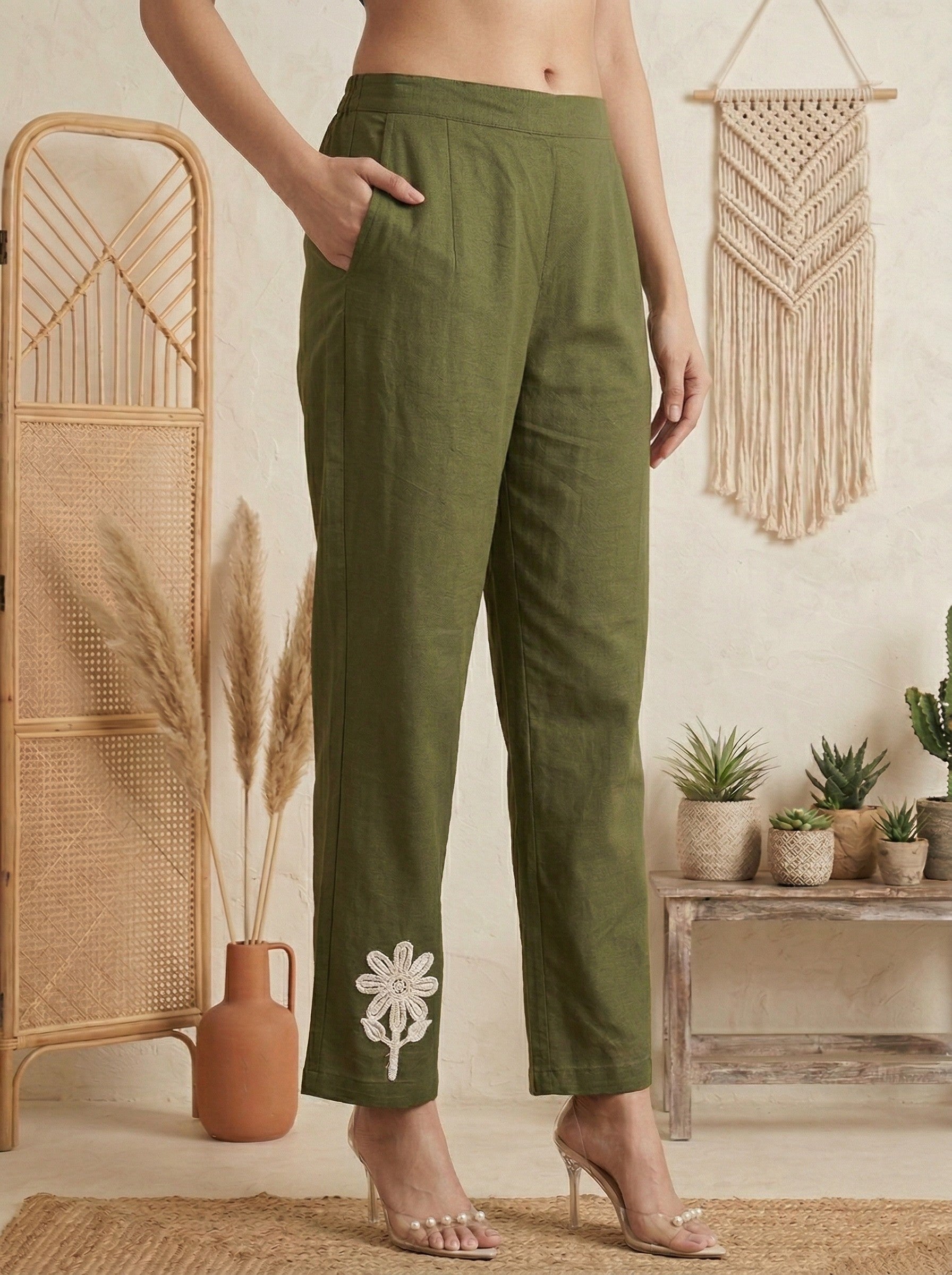 Emerald Grace Embroidered Cotton Kurta