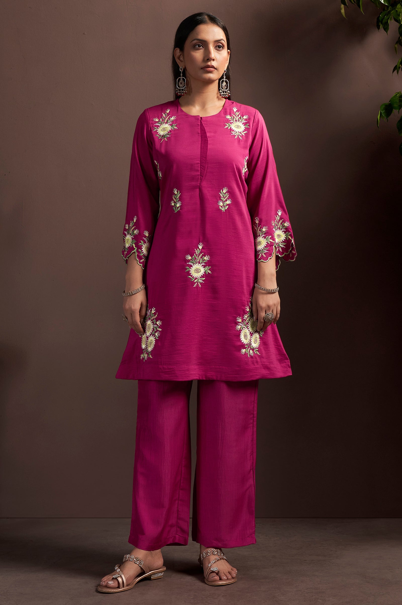 Rose Royale Embroidered Roman Silk Co-Ord Set