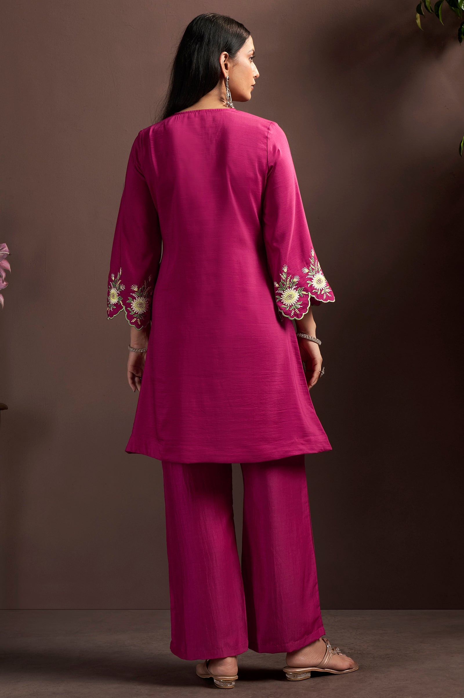 Rose Royale Embroidered Roman Silk Co-Ord Set