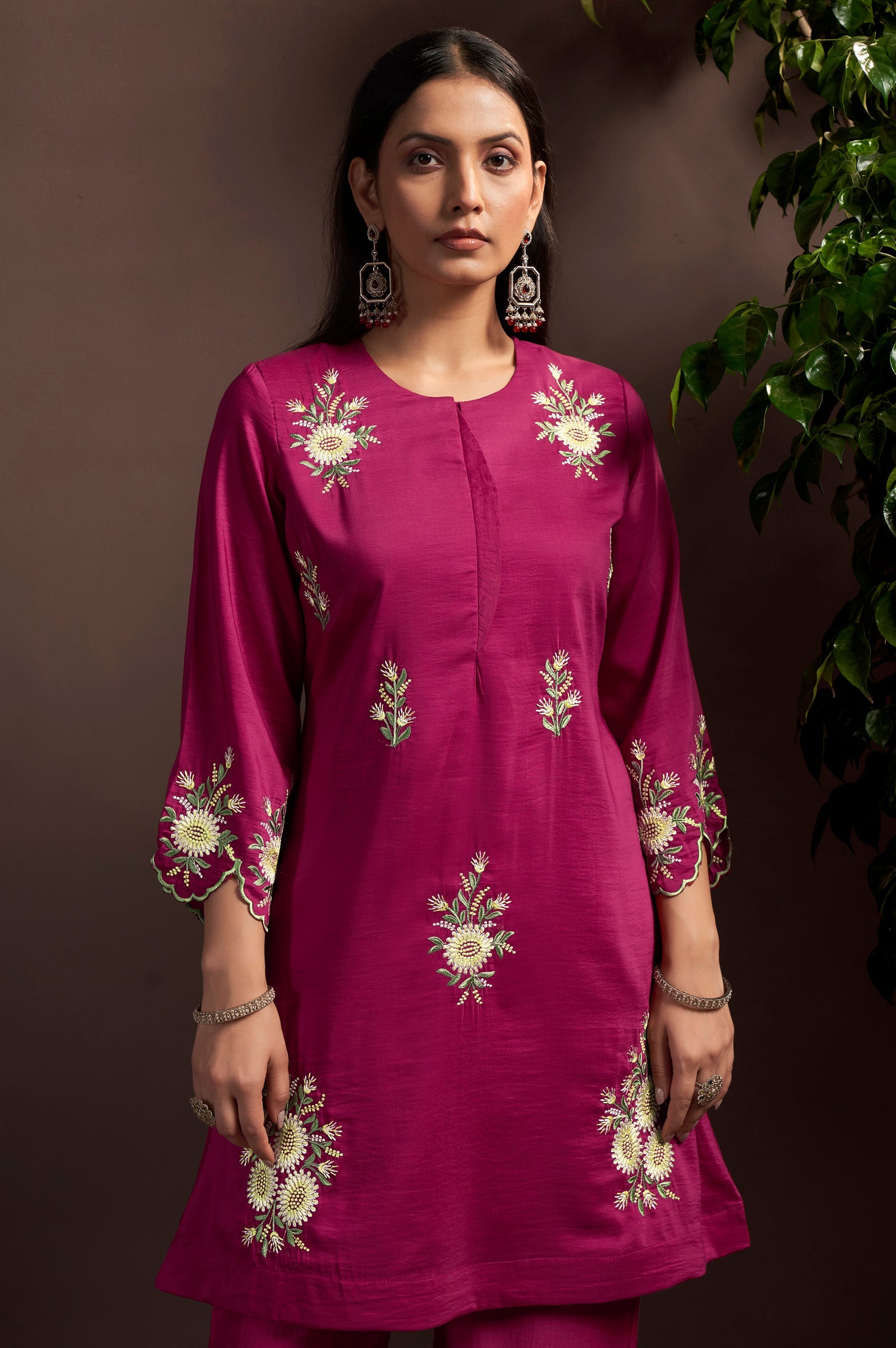 Rose Royale Embroidered Roman Silk Co-Ord Set
