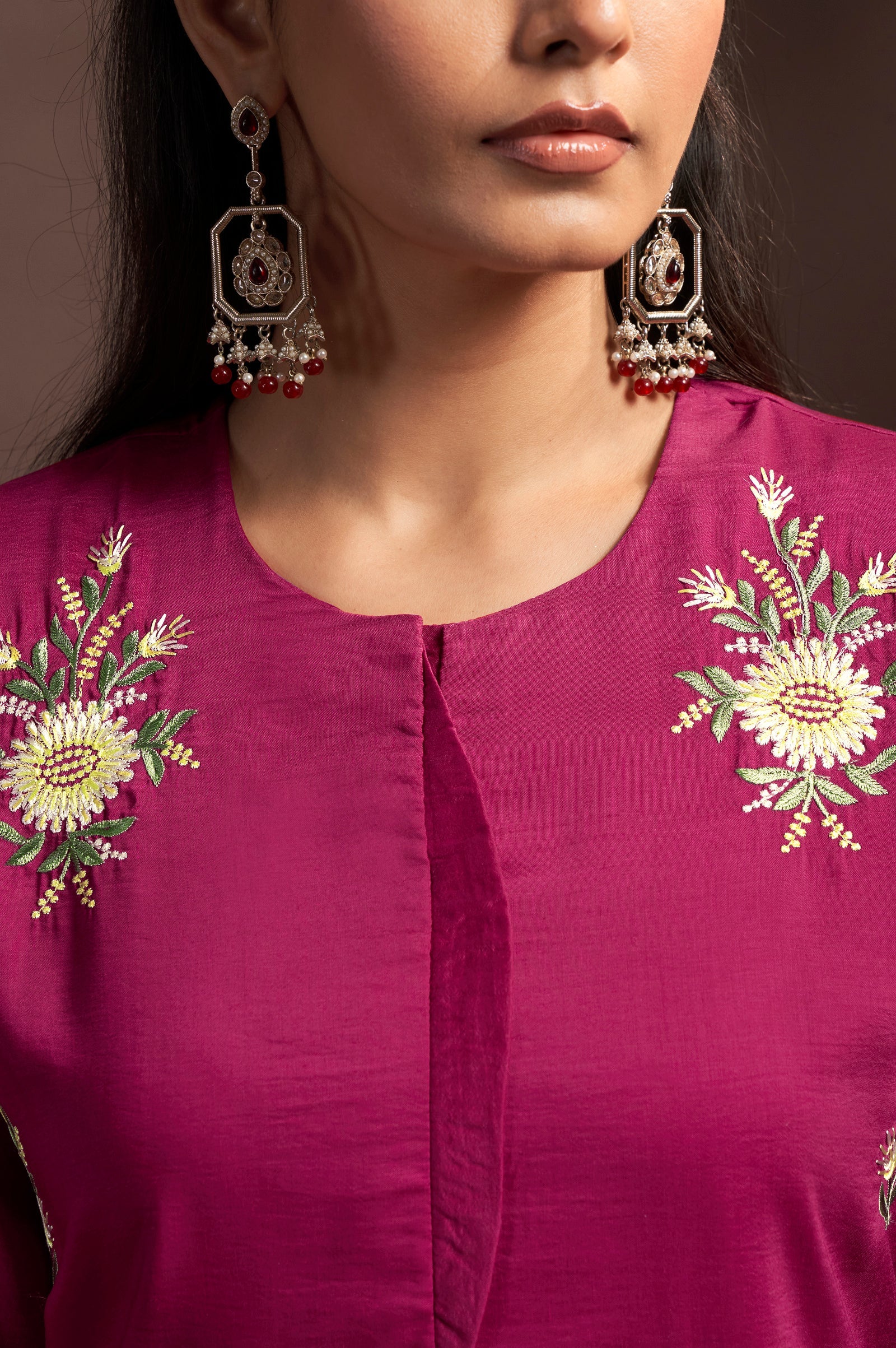 Rose Royale Embroidered Roman Silk Co-Ord Set