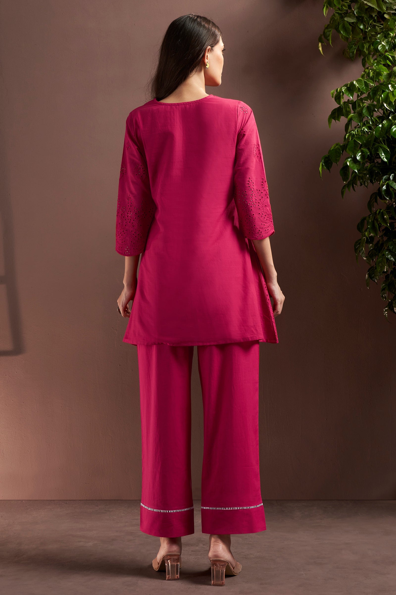 Rosewood Schiffli Cotton Co-Ord Set