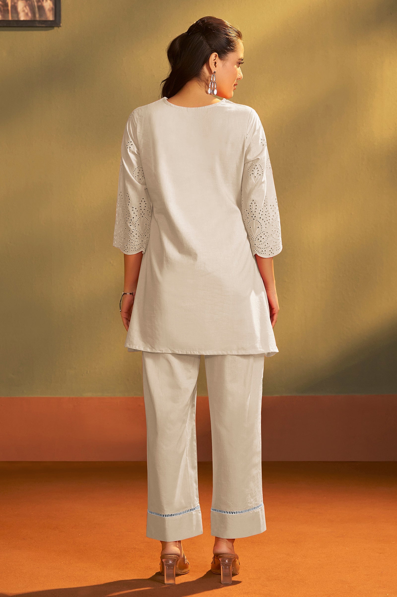 Ivory Schiffli Cotton Co-Ord Set
