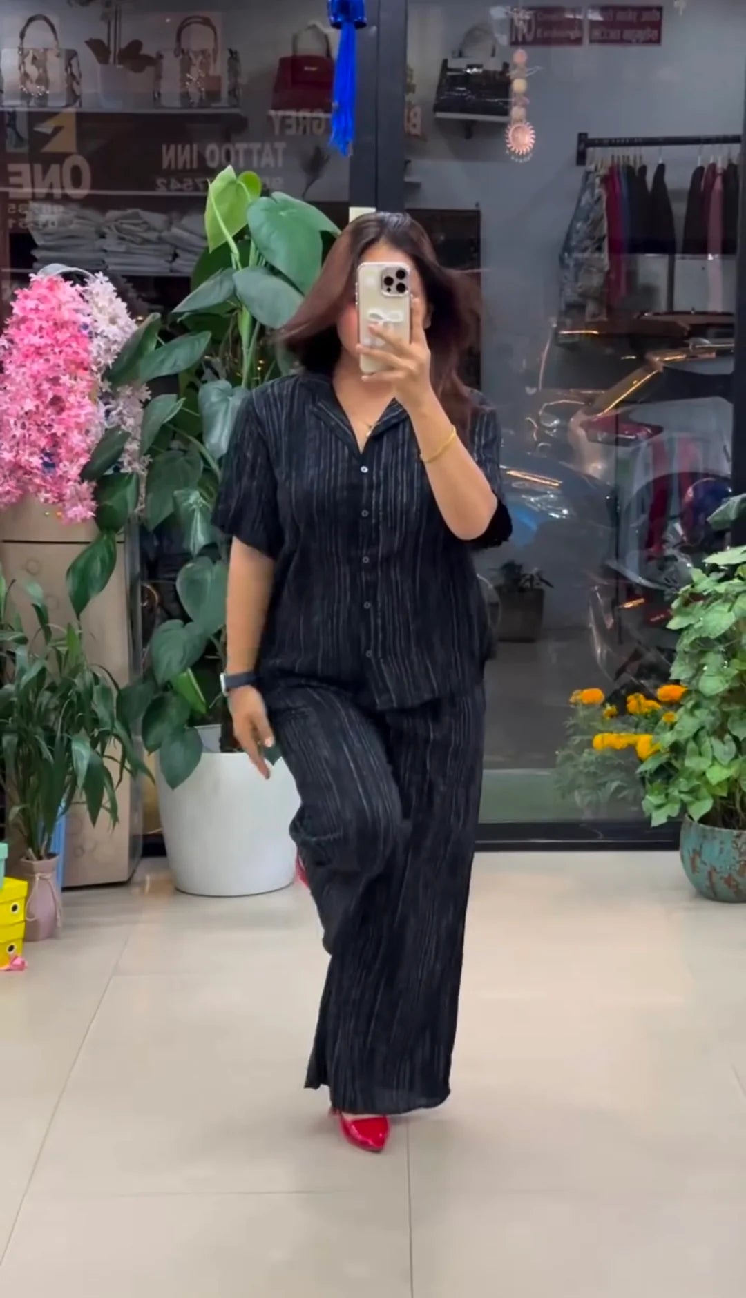 Premium Pure Viscose Natural Crepe Co-ord Set - Black