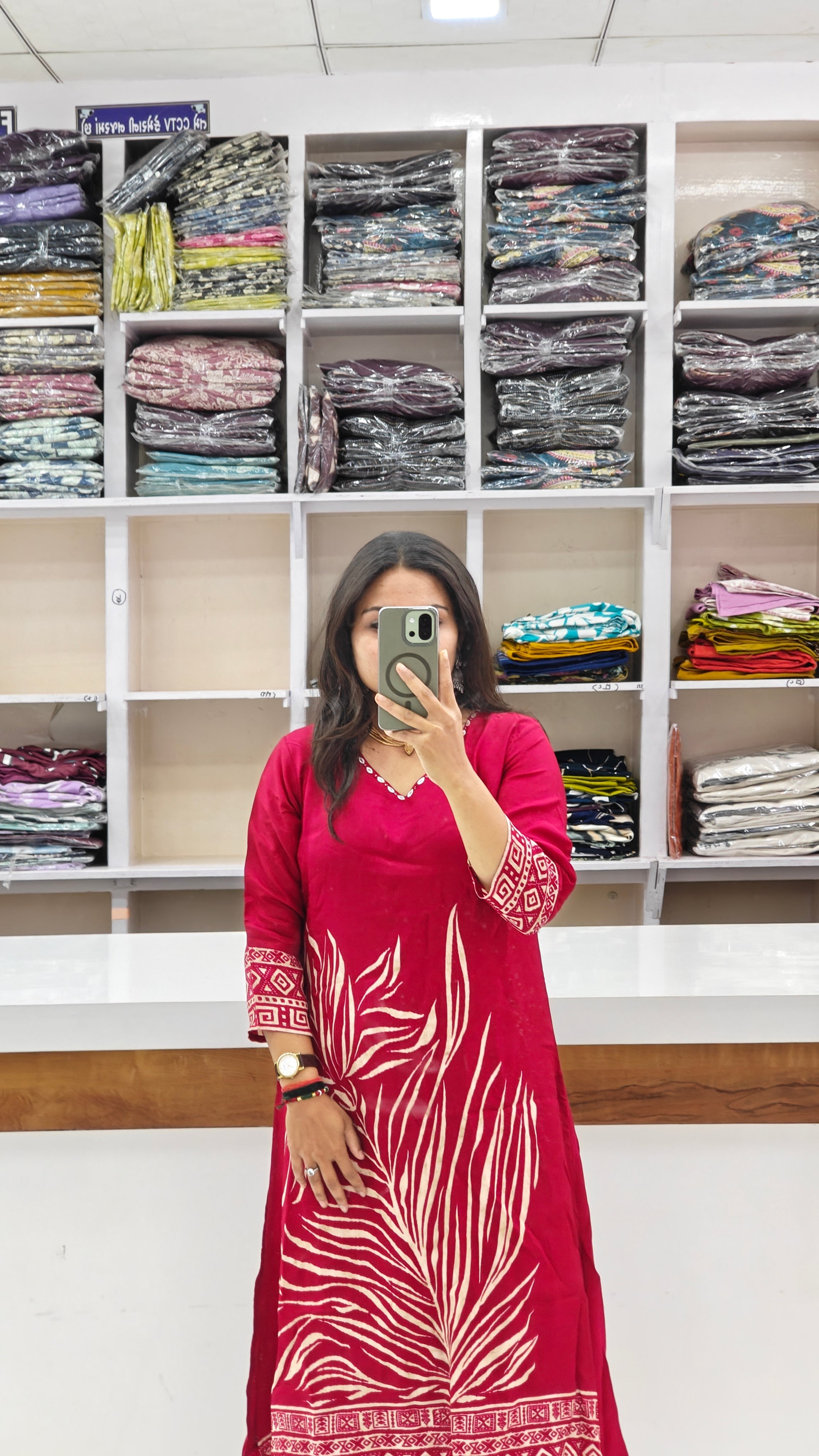 Premium Pure Viscose Rassian fabric Floral Printed Kurta Set with Intricate V-Neck Handwork | Maroon red