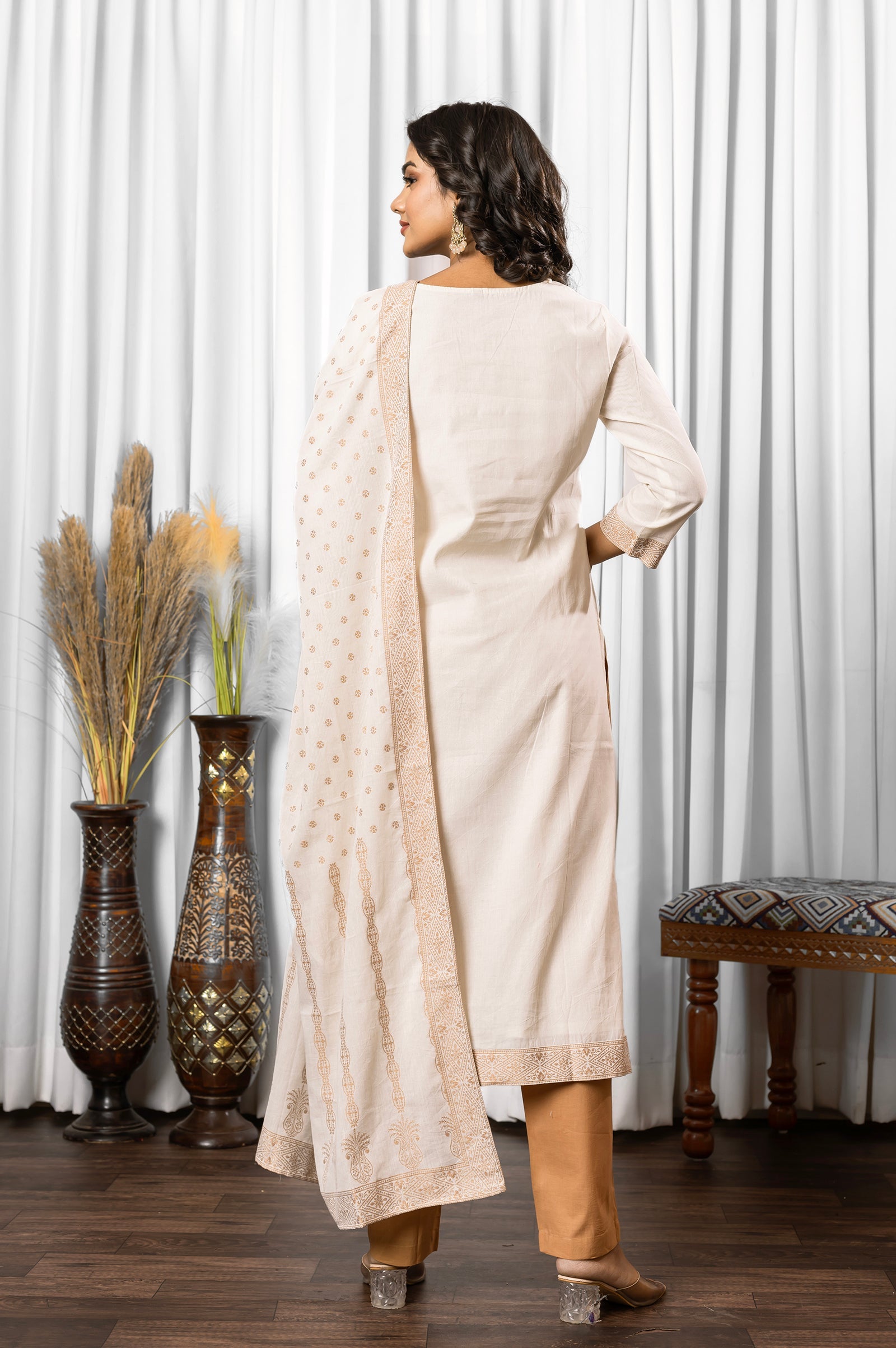 Ivory Noor Jacquard Kurta Set